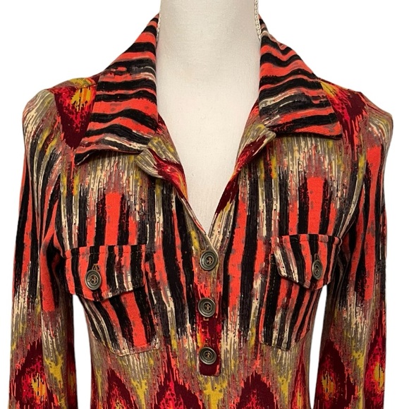 Anthropologie Uncle Frank Ikat Print Shirt Dress Long Sleeve - Picture 11 of 15